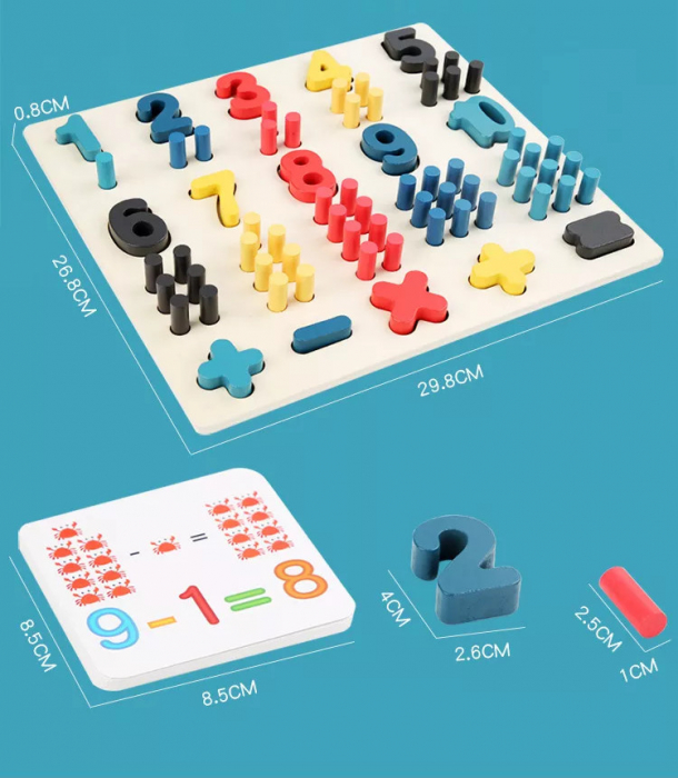 Joc Montessori Educativ Puzzle 3D Numere Peg Board [7]