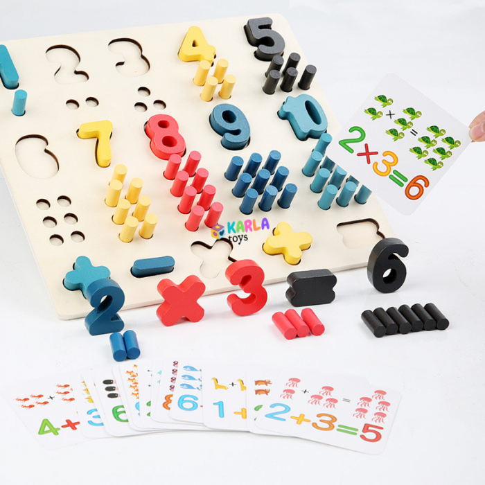 Joc Montessori Educativ Puzzle 3D Numere Peg Board [2]