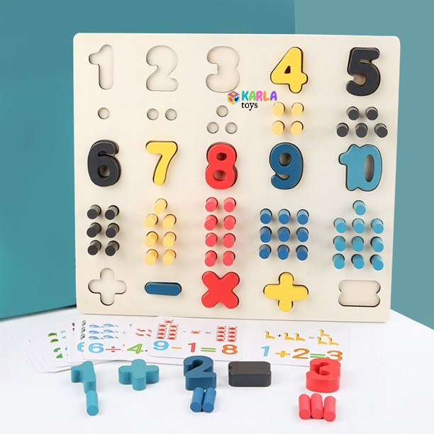 Joc Montessori Educativ Puzzle 3D Numere Peg Board [6]