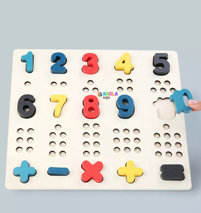 Joc Montessori Educativ Puzzle 3D Numere Peg Board [5]