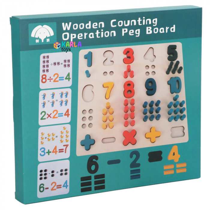 Joc Montessori Educativ Puzzle 3D Numere Peg Board [4]
