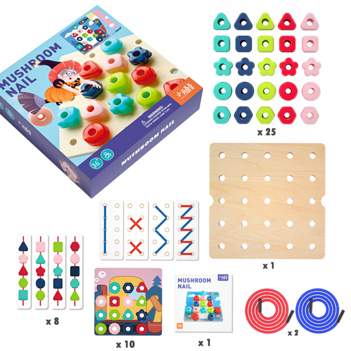 Joc Montessori Puzzle Mozaic Sortare Culori Forme Geometrice [2]