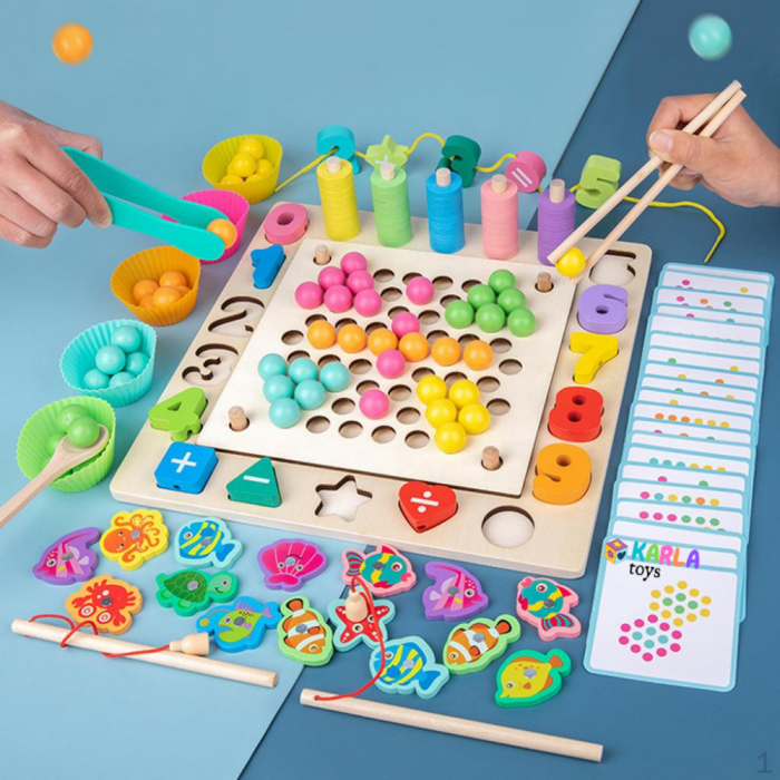 Joc Montessori Puzzle Pescuit Magnetic Sortator Peg Board [6]