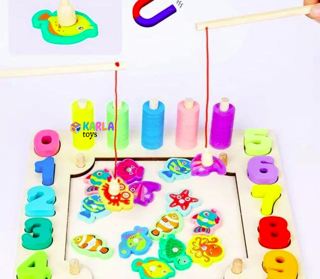 Joc Montessori Puzzle Pescuit Magnetic Sortator Peg Board [4]