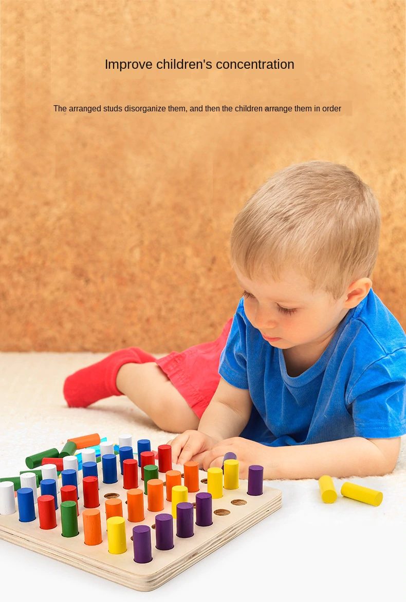 Joc Montessori din lemn senzorial invatam culorile Stick Color [2]