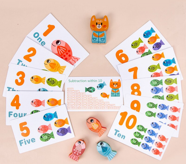 Joc Montessori din lemn Pescuit Magnetic invatare numere [6]