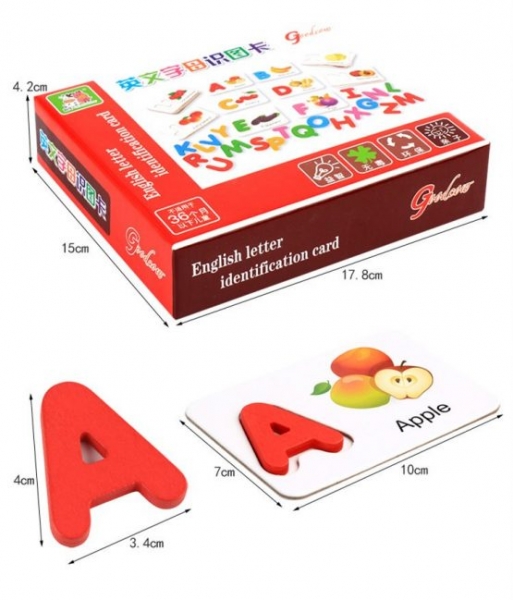 Joc Puzzle Litere 3d din Lemn fructe - litere si animale [5]