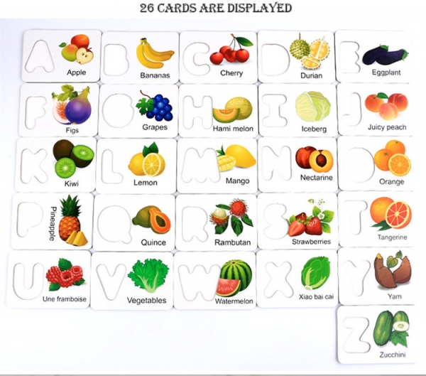 Joc Puzzle Litere 3d din Lemn fructe - litere si animale [6]