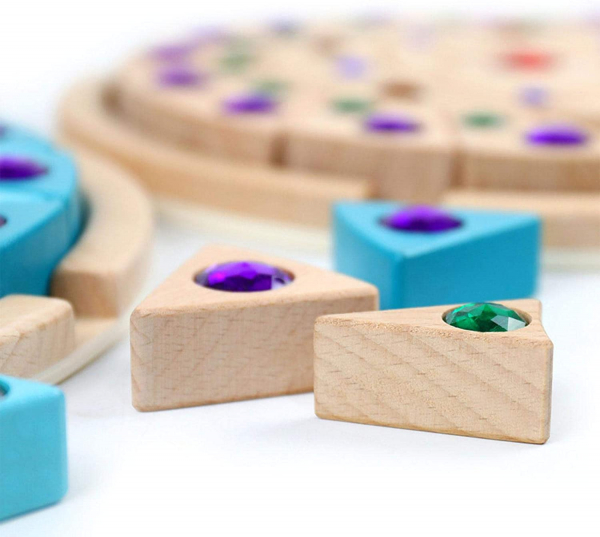 Joc puzzle din lemn cu tava Mandala cu pietre sclipitoare [2]