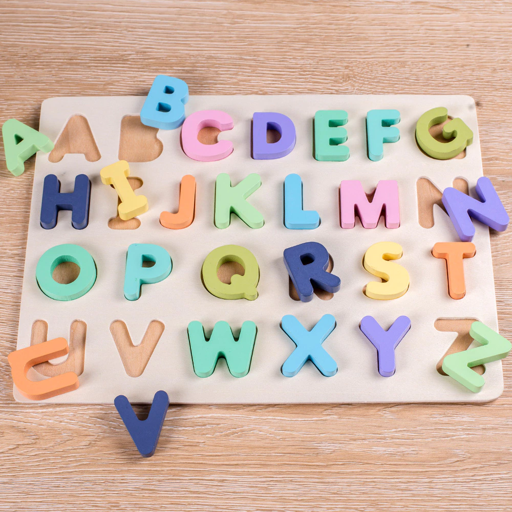 Joc Puzzle din lemn Litere Mari Alfabetul [1]