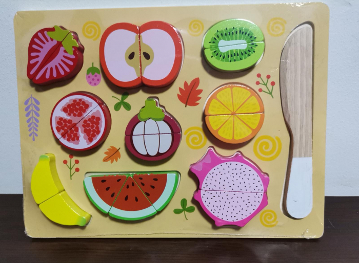 Joc Puzzle Fructe , Legume de Feliat din Lemn Magnetic [1]