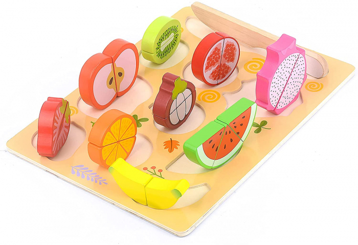 Joc Puzzle Fructe , Legume de Feliat din Lemn Magnetic [3]