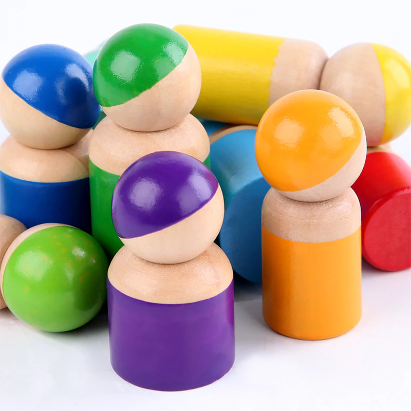 Joc Lemn Montessori Cilindri Peg dolls [5]