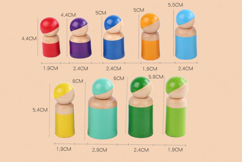 Joc Lemn Montessori Cilindri Peg dolls [6]