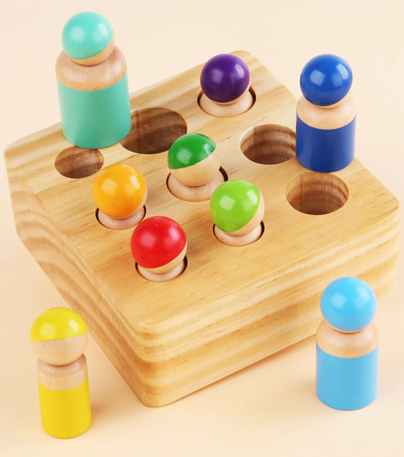 Joc Lemn Montessori Cilindri Peg dolls [3]
