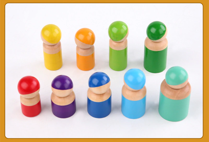 Joc Lemn Montessori Cilindri Peg dolls [4]