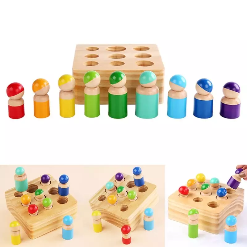Joc Lemn Montessori Cilindri Peg dolls [2]