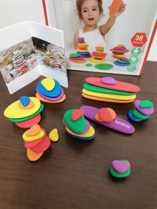 Joc sortare si stivuire Pietre Curcubeu Rainbow Pebbles [4]