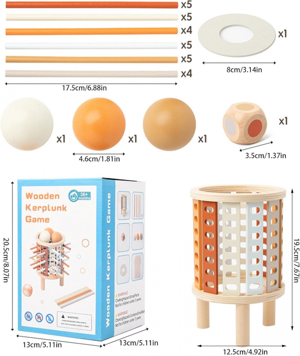 Joc Turn din Lemn Stivuire pentru Copii Puzzle de Echilibru  Jucarie Montessori [3]