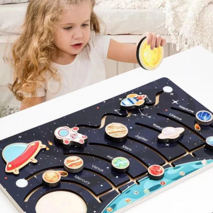 Jucărie Astronomică din lemn Puzzle labirint Planetele [2]