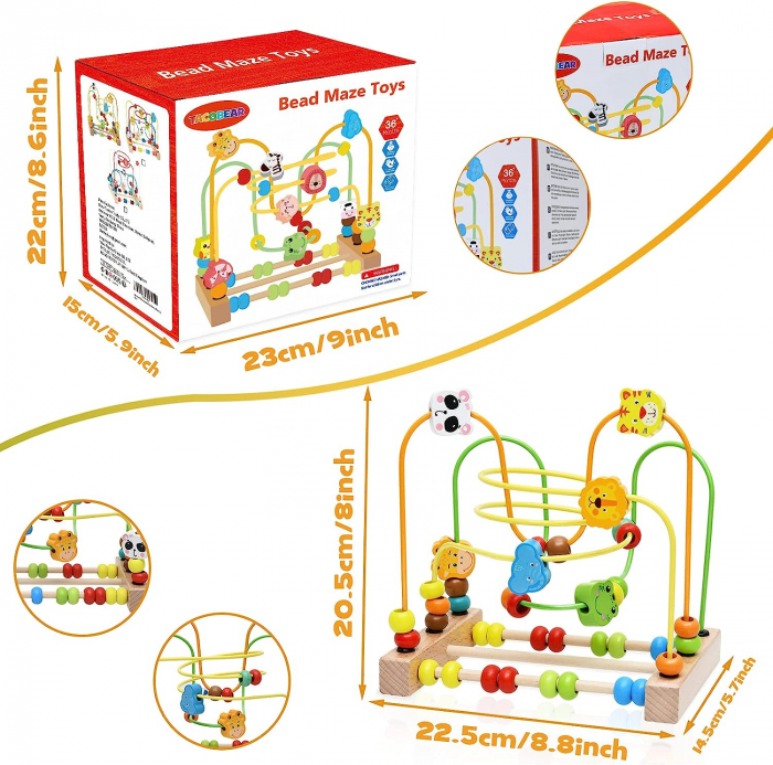 Jucarie de lemn Motrica Labirint cu Abc Roller Coaster [4]