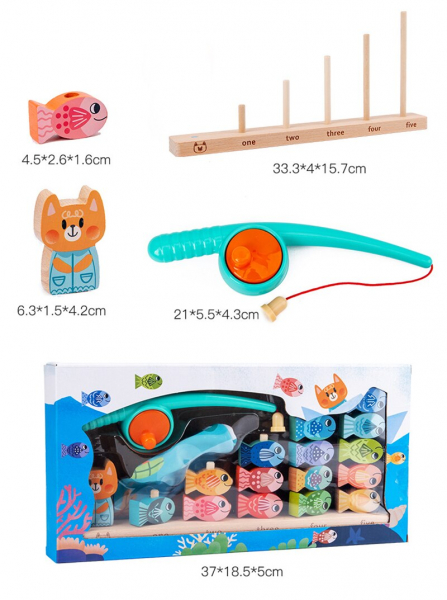 Joc Montessori din lemn Pescuit Magnetic invatare numere [10]