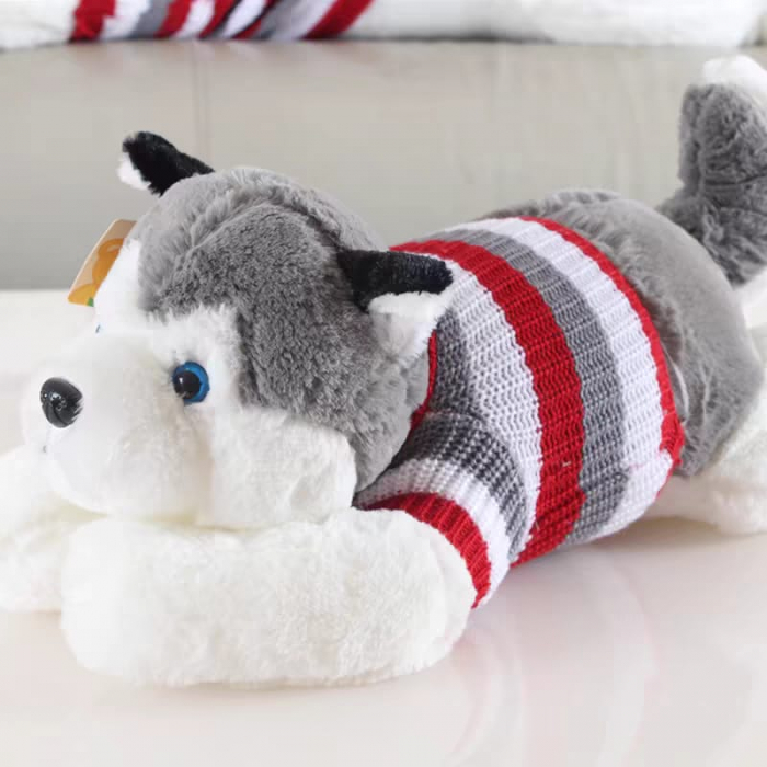 Jucarie de Plus Perna Lunga Catelul Husky cu Tricou - 45 cm [4]