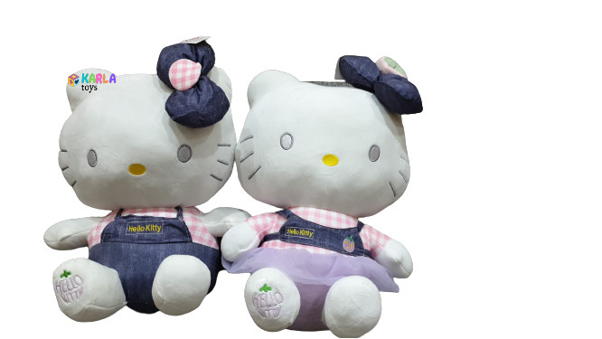 Jucarie de Plus Pisica Hello Kitty cu fundita Albastra 50 cm [1]