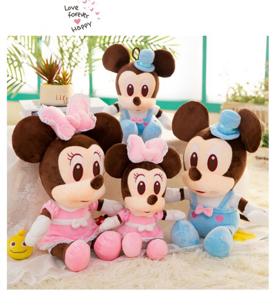 Jucarie de plus Mickey Bleu - Minnie Mouse Roz cu palarie [3]
