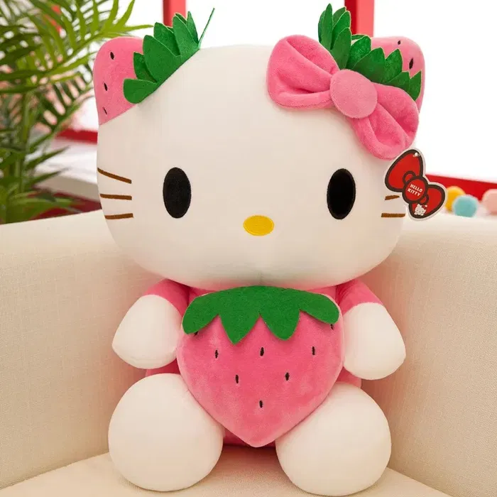Jucarie de Plus Pisicuta Hello Kitty  Roz- 45 cm - Cu Capsuna [1]