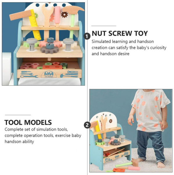 Jucarie Montessori Banc de Scule din Lemn cu Menghina si Trusa - Workbench [4]