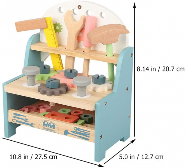 Jucarie Montessori Banc de Scule din Lemn cu Menghina si Trusa - Workbench [8]