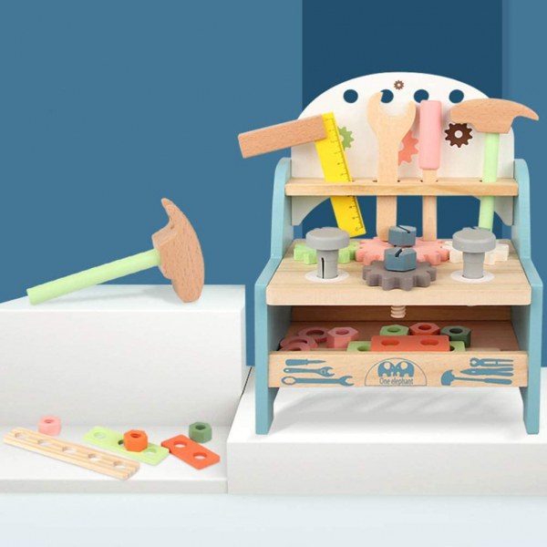 Jucarie Montessori Banc de Scule din Lemn cu Menghina si Trusa - Workbench [5]