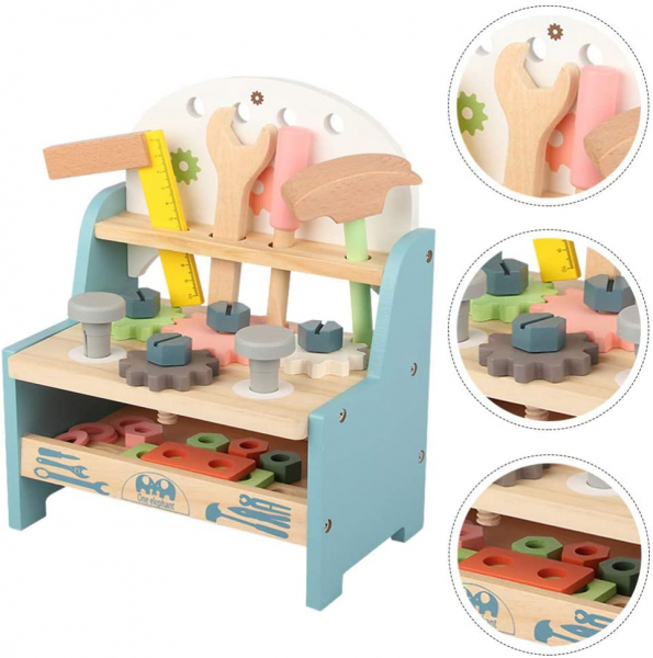 Jucarie Montessori Banc de Scule din Lemn cu Menghina si Trusa - Workbench [6]