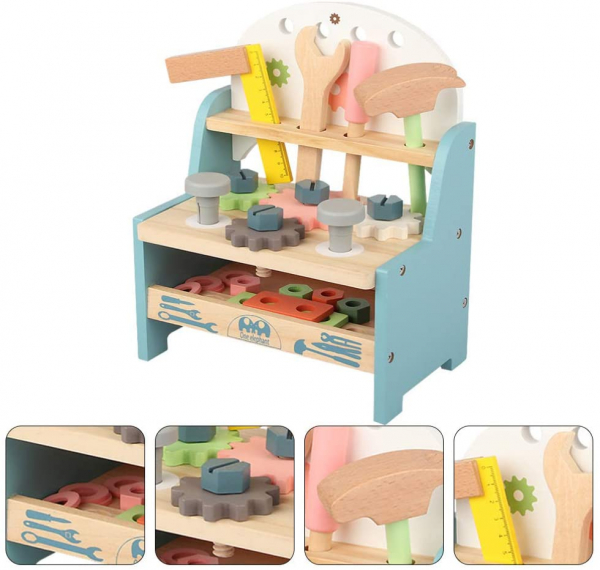 Jucarie Montessori Banc de Scule din Lemn cu Menghina si Trusa - Workbench [3]