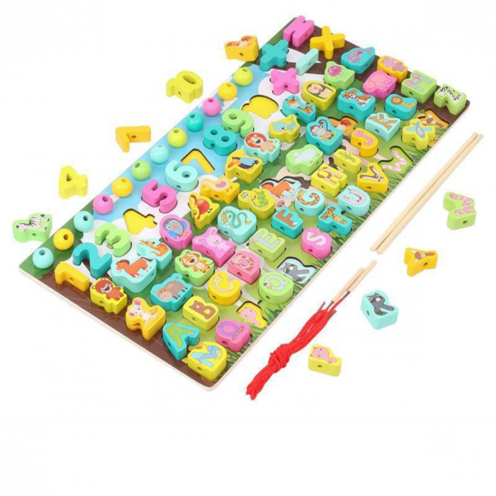 Jucarie Puzzle educativ Montessori cu animale, cifre si litere [2]