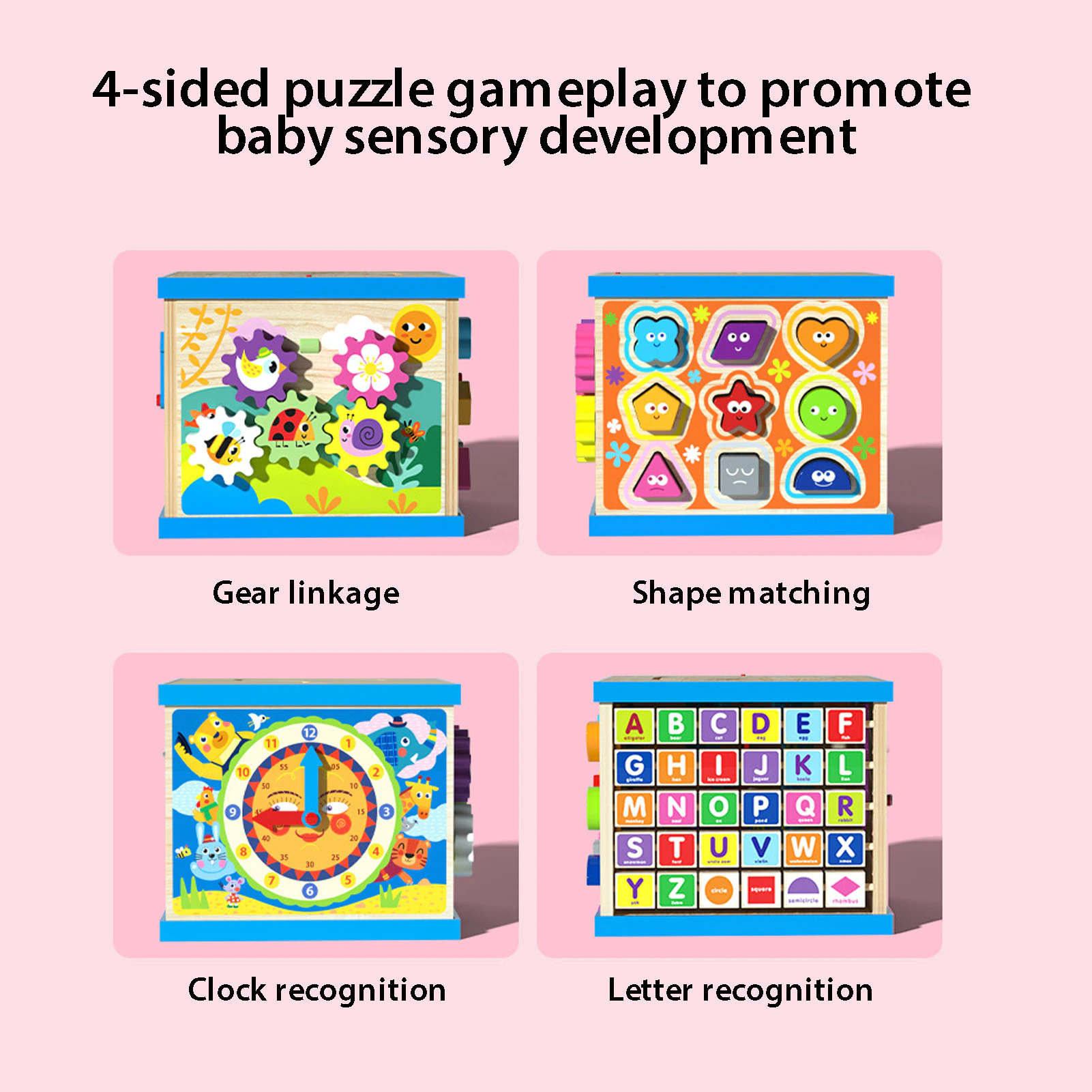 Jucarie educativa Montessori Cub din lemn multifunctional 5 in 1 [9]