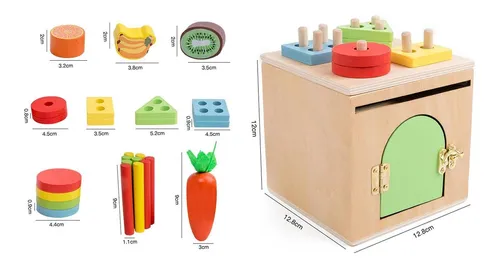 Jucarie educativa Montessori din lemn pentru recunoasterea formei si culorilor cu morcovi [3]