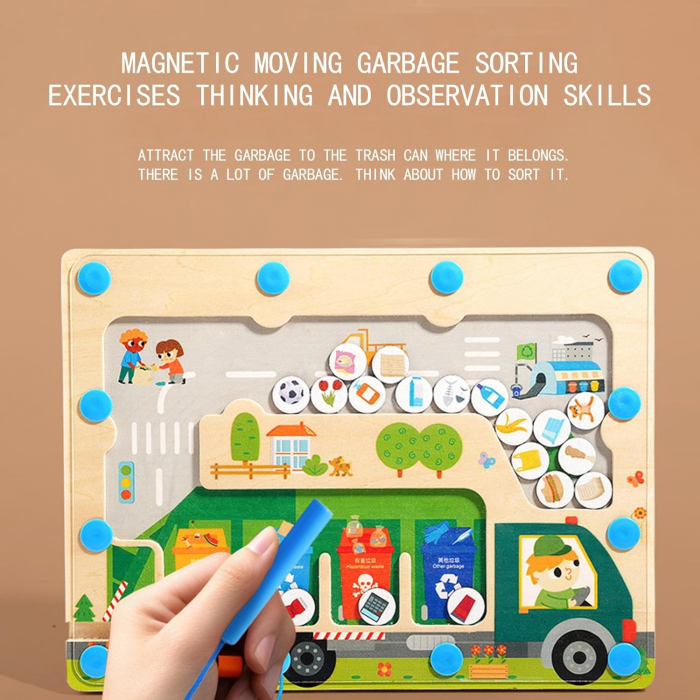 Jucarie Educativa Tabla Magnetica Camionul cu Reciclare [5]
