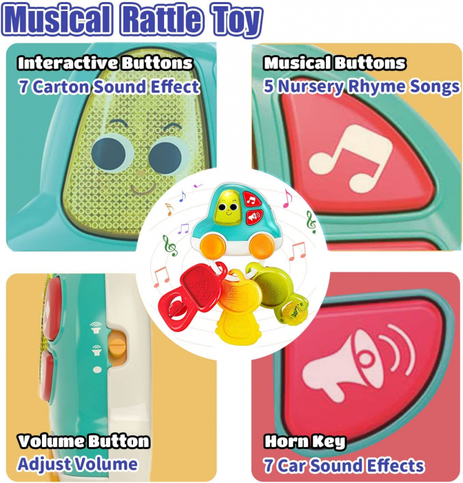 Jucarie Interactiva cu Lumini si sunete Dentitie Chei cu telecomanda Hola Toys [3]