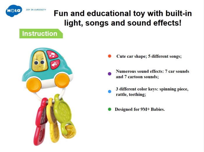 Jucarie Interactiva cu Lumini si sunete Dentitie Chei cu telecomanda Hola Toys [7]