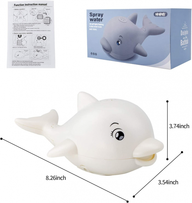 Jucarie interactiva de baie cu lumini si muzica Delfin [5]