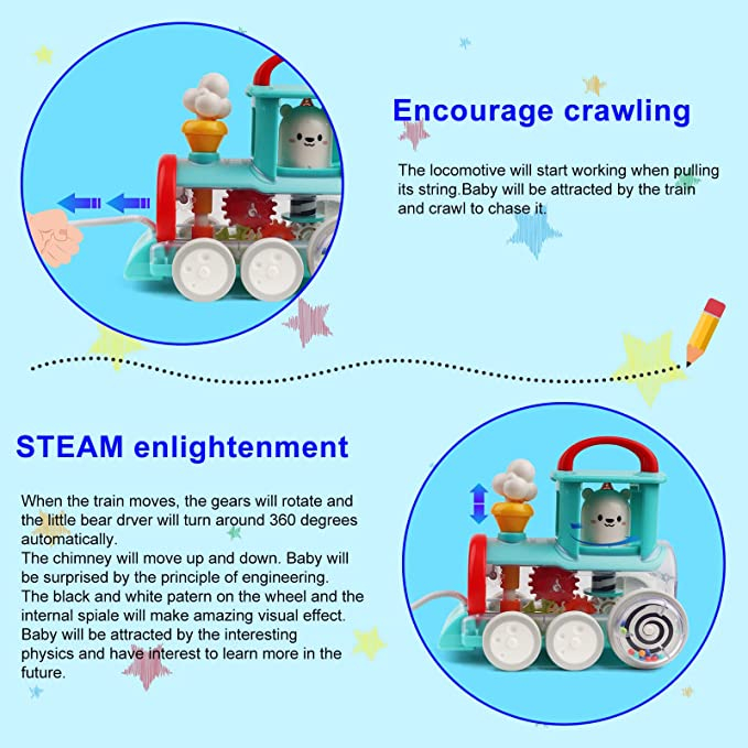 Jucarie interactiva de tras Locomotiva cu mecanism Steam Hola Toys [4]