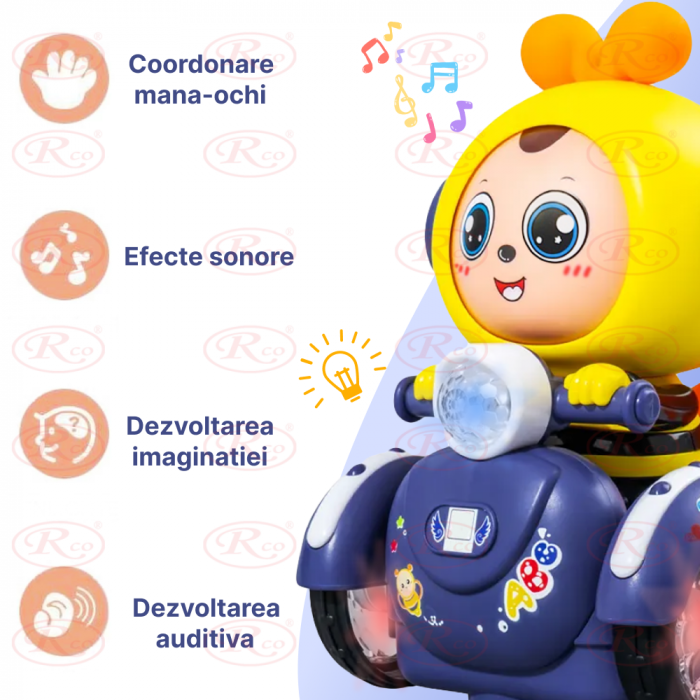 Jucarie Interactiva Muzicala Albinuta cu Scooter - Lumina, Sunet si Expresii Faciale [4]