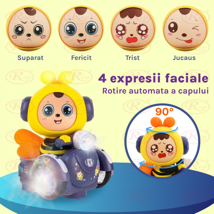 Jucarie Interactiva Muzicala Albinuta cu Scooter - Lumina, Sunet si Expresii Faciale [2]