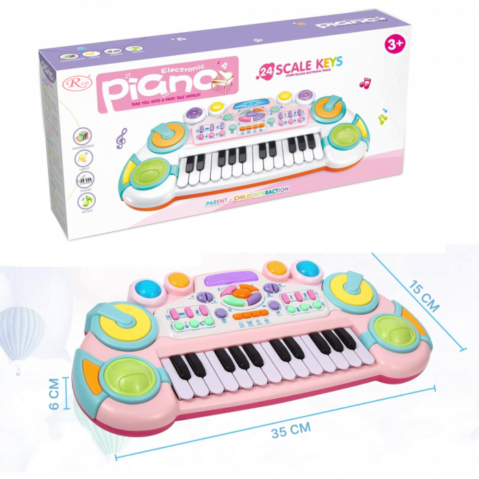 Jucarie Interactiva Panina  Roz cu lumini si sunete 24 de taste si functie de inregistrare [5]