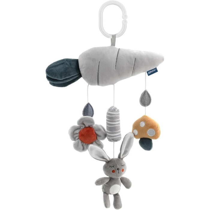 Jucarie din Plus Zdranitoare de Agatat Iepuras cu Morcov, Sunete Interactive, Dentitie, Texturi Senzoriale [4]