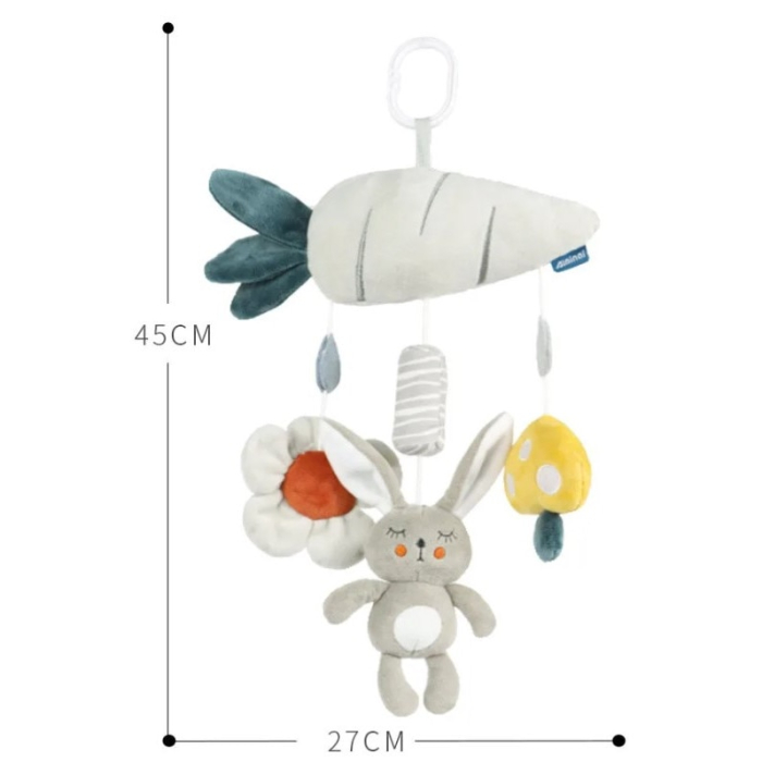 Jucarie din Plus Zdranitoare de Agatat Iepuras cu Morcov, Sunete Interactive, Dentitie, Texturi Senzoriale [5]