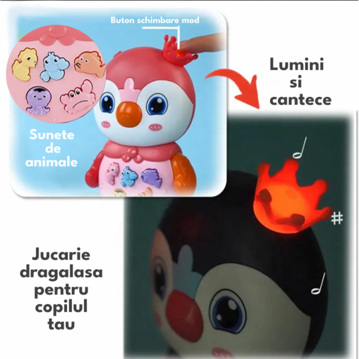 Jucarie interactiva Pinguin Albastru cu sunete si lumini [4]