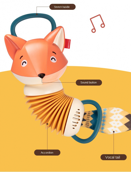 Jucarie interctiva Bebelusi cu Sunete Mini Acordeon Vulpita [8]